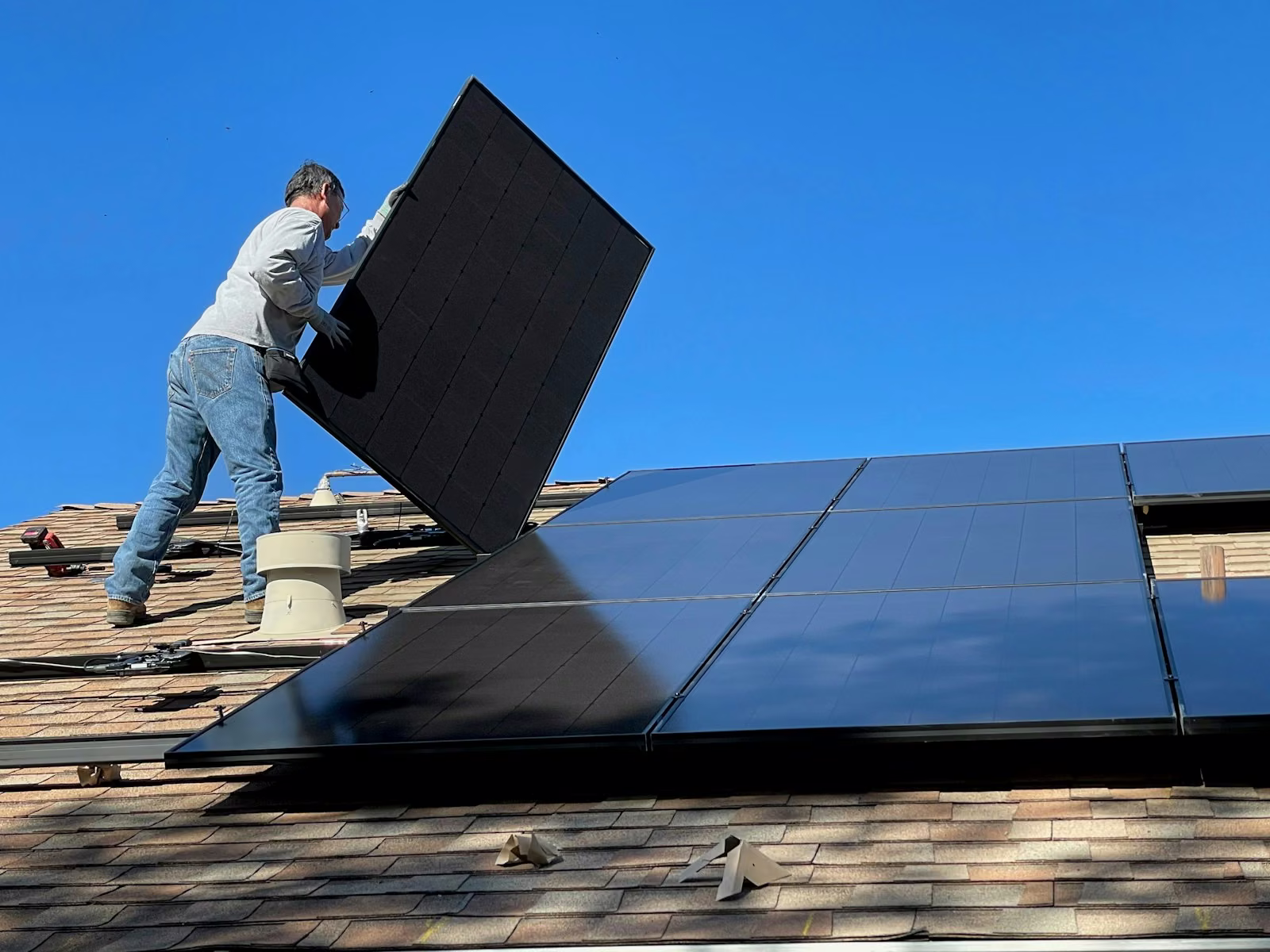 Solar panel installation on a home