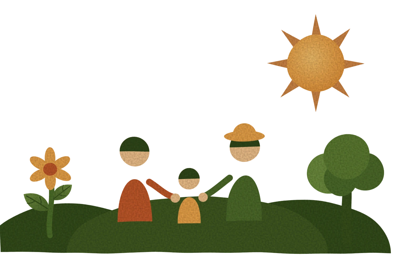 A family enjoying a sunny day in their yard